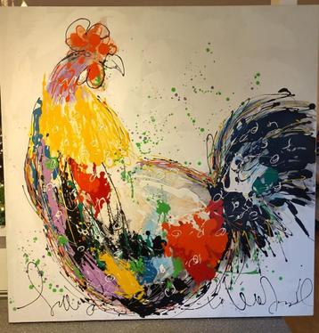 Kleurrijk schilderij Haan beschikbaar voor biedingen