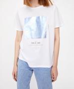 Zara witte t-shirt met metallic print en tekst True Art mt M, Maat 38/40 (M), Nieuw, Ophalen of Verzenden, Korte mouw