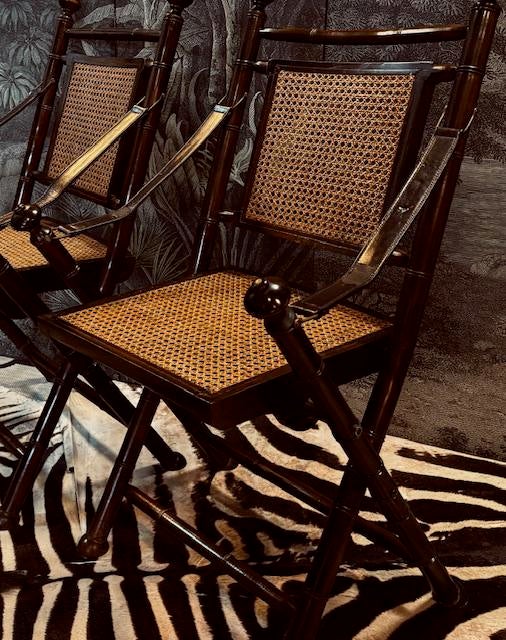 SET FAUX BAMBOO WEBBING CAMPAIGN MILITARY KLAPSTOELEN, Ophalen