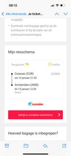 Vlieticket van Curacao naar Amsterdam, Eén persoon