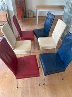 6 HVS eetkamer stoelen leder, Huis en Inrichting, Ophalen, Gebruikt, Overige kleuren, Leer