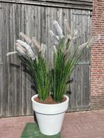 Rieten/ graspalm kunstplant inclusief grote bloempot, Ophalen, Zo goed als nieuw