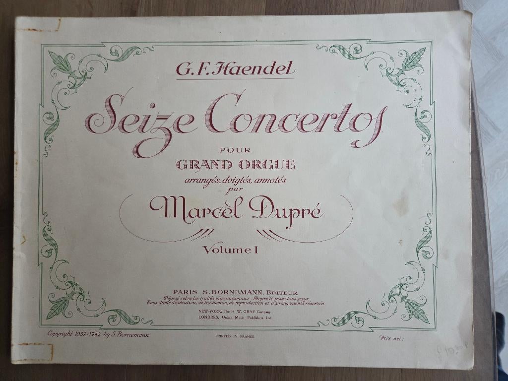 6 Orgelconcerto's Volume I Händel arr. Marcel Dupré, Orgel, Gebruikt, Ophalen of Verzenden, Artiest of Componist