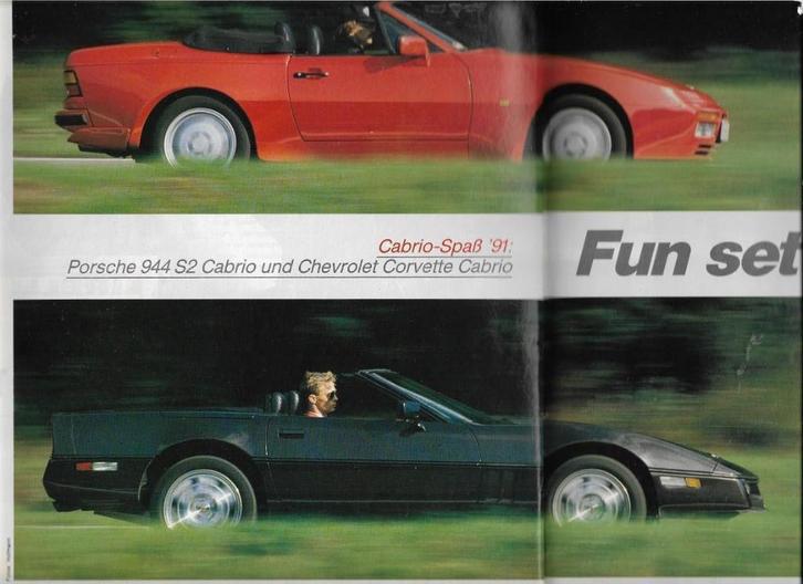 Chevrolet Corvette Cabrio vs Porsche 944 Cabrio, 1991 (D)., Boeken, Auto's | Folders en Tijdschriften, Gelezen, Porsche, Ophalen of Verzenden