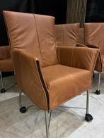 ACTIE! 6 Montis Chaplin stoelen chroom met wielen - Chaplins, Ophalen, Gebruikt, Bruin, Leer