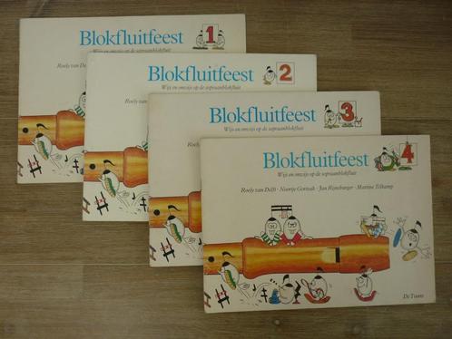 Roely van Delft - Blokfluitfeest - Dl 1, 2, 3 en 4 Blokfluit, Muziek en Instrumenten, Bladmuziek, Gebruikt, Les of Cursus, Klassiek
