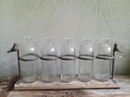 Brocante  flessenhouder met flessen, Antiek en Kunst, Ophalen of Verzenden