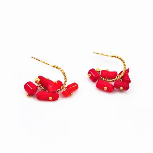 Dottilove Ø15mm Oorbellen Rode Stenen Oorbellen Dames Rode, Sieraden, Tassen en Uiterlijk, Oorbellen, Nieuw, Hangers, Overige materialen