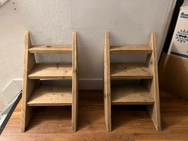 Steigerhouten bed trapje - 2 stuks, Huis en Inrichting, Slaapkamer | Bedden, Gebruikt, Overige maten, Steigerhout, Bruin, Ophalen of Verzenden