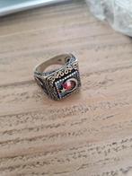 Turkse, 925 zilveren ring met robijntje. Maat 18., Ophalen of Verzenden, Zilver, Ring, Met edelsteen