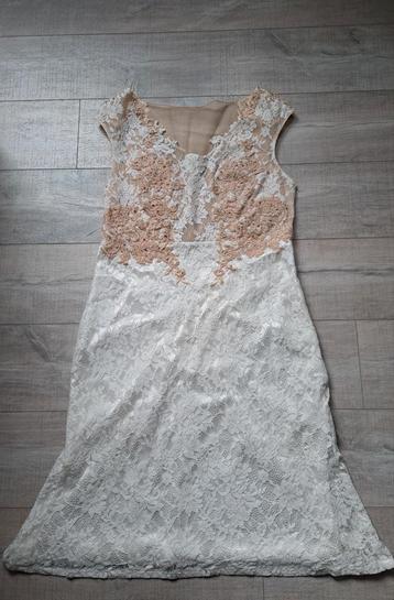Mooie coctailjurk wit beige glitter chique Kerst maat M/L 40 beschikbaar voor biedingen