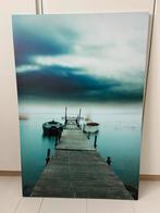 Canvasdoek bootjes aan steiger blauwtinten, Nieuw, Print, 50 tot 75 cm, Ophalen