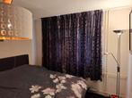 Paars fluwelen gordijnen voor slaapkamer met print, Huis en Inrichting, Gebruikt, 200 cm of meer, Zwart, Ophalen of Verzenden