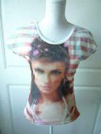 See Through T-shirt met Print van Gezicht Woman - Maat 36 S, Kleding | Dames, Wit, Ophalen of Verzenden, Zo goed als nieuw, Korte mouw