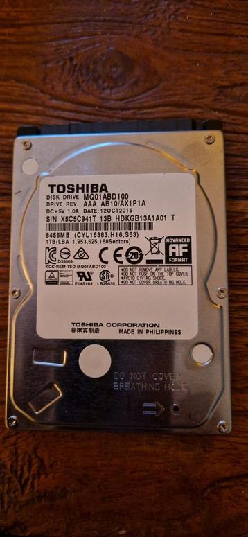 1tb harddisk sata 2,5 inch toshiba beschikbaar voor biedingen