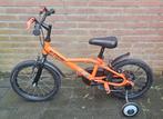 B-Twin fiets 16 inch oranje incl zijwielen, Ophalen, Zijwieltjes, Btwin Decathlon, 16 tot 20 inch