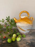 Antiek Franse aardewerk kruik, confit pot geel, Ophalen of Verzenden