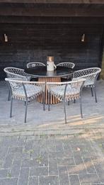 Tuinset met 6 stoelen en kussens - Weg wegens verhuizing!, Tuin en Terras, Ophalen, Gebruikt, 6 zitplaatsen, Tuinset