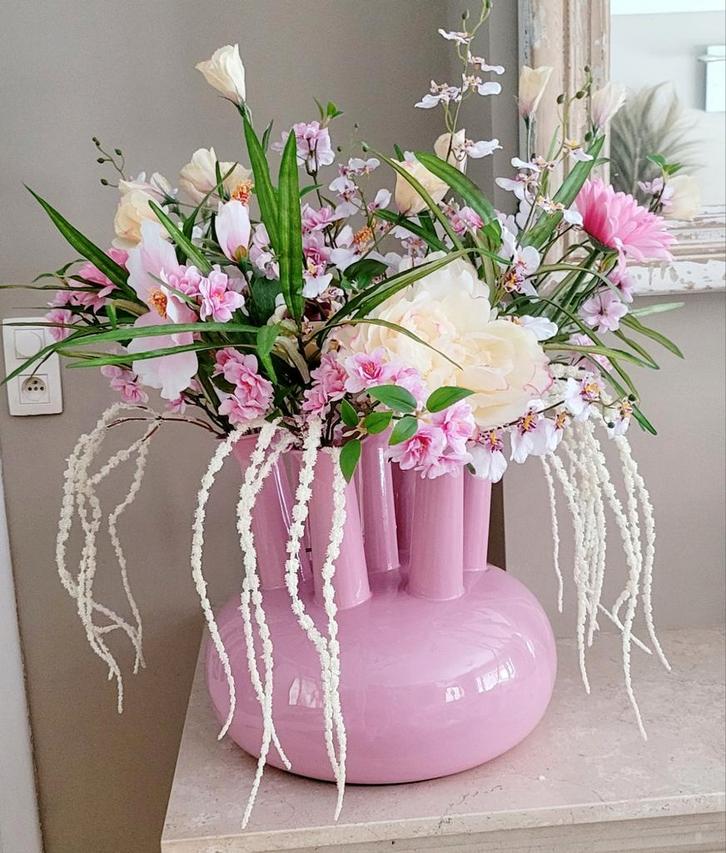 Roze colmore 40x40x38 toetervaas, Huis en Inrichting, Woonaccessoires | Vazen, Zo goed als nieuw, Rood, 50 tot 75 cm, Aardewerk of Porselein