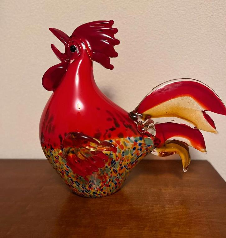 Prachtige haan van glas 6,4 kg., Antiek en Kunst, Kunst | Beelden en Houtsnijwerken, Ophalen