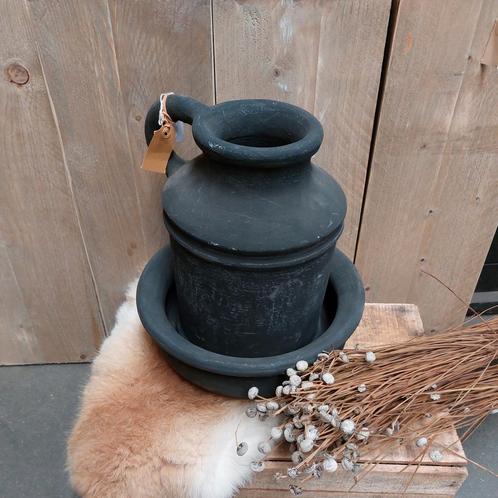 Nieuw! Aardewerk kruik met schaal, stenen vaas met oor, Huis en Inrichting, Woonaccessoires | Overige, Nieuw, Ophalen of Verzenden