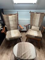 2 haardstoeltjes met poef, Huis en Inrichting, Stoelen, Ophalen of Verzenden, Zo goed als nieuw, Twee