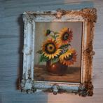 Oud Schilderij Zonnebloemen met Beschadigde Lijst, Antiek en Kunst, Kunst | Schilderijen | Klassiek, Ophalen of Verzenden