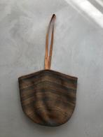 Handgemaakte tas met lederen hengsels, Ophalen of Verzenden, Gebruikt, Bruin, Handtas