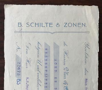 Oude Rekening uit IJsselstein 1909 Fa.B.SCHILTE & ZONEN