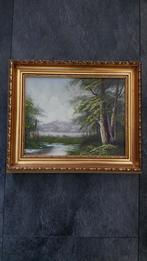 Klein Landschapsschilderij in Houten Lijst, Antiek en Kunst, Kunst | Schilderijen | Klassiek, Ophalen of Verzenden