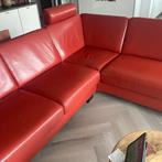 Mooie rode Montél hoekbank met hoofdsteunen, Ophalen, Gebruikt, Leer