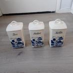 Drie Vintage potten hoogte 16 cm, Huis en Inrichting, Keuken | Potten en Pannen, Ophalen of Verzenden, Glas, Pot, Bus of Blik