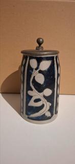 Steengoedkruikje met tinnendeksel, Ophalen of Verzenden