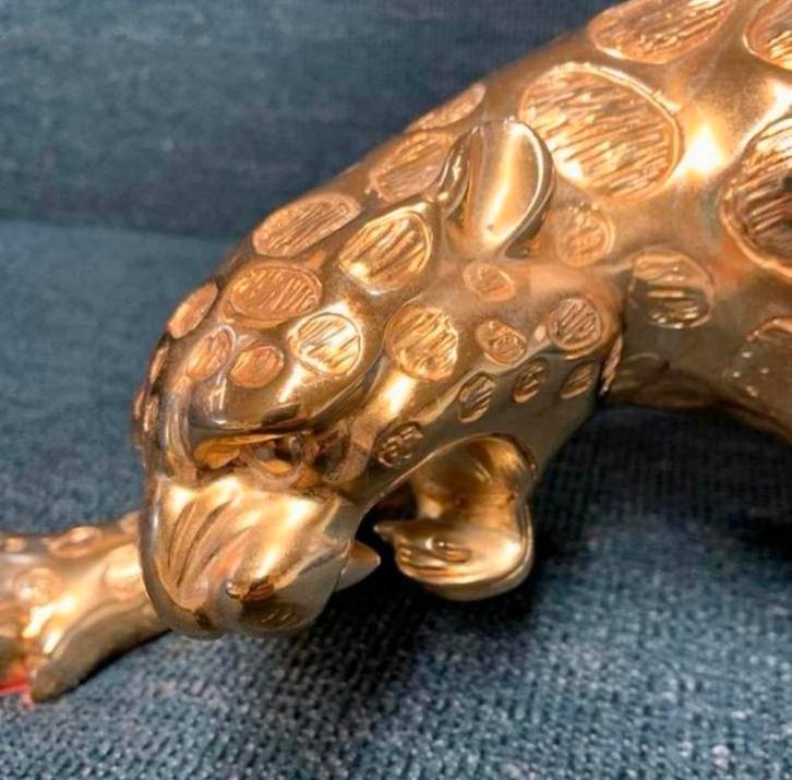 Panter schitterende grote gouden Hollywood Regency panter., Verzamelen, Beelden en Beeldjes, Ophalen of Verzenden