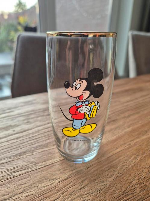 Vintage Mickey Mouse Glas - Walt Disney Productions, Antiek en Kunst, Antiek | Glas en Kristal, Ophalen of Verzenden