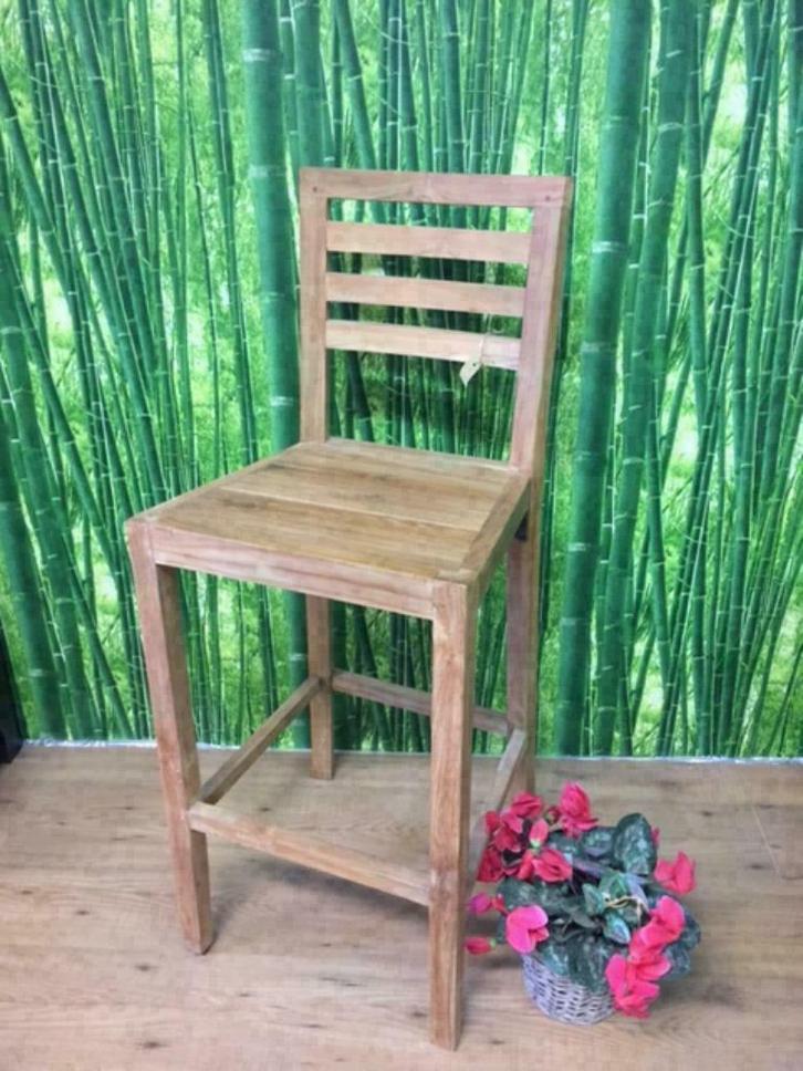 Barkruk massief  TEAKHOUT, variatie in modellen vanaf:, Huis en Inrichting, Barkrukken, Nieuw, 60 tot 90 cm, Hout, Leer, 1 kruk