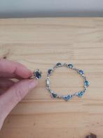 Set van armband en ring met blauwe parelmoer, Ophalen of Verzenden, Zo goed als nieuw, Blauw, Zilver