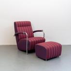 1x Leolux Scylla rood gestreept hoge rug + hocker, Huis en Inrichting, Niet ingevuld, Ophalen of Verzenden, Zo goed als nieuw