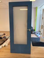 Binnendeur met glas – blauw, Doe-het-zelf en Verbouw, Deuren en Horren, Ophalen of Verzenden