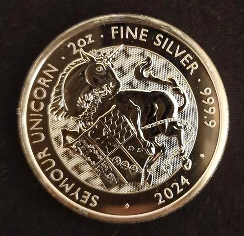 2 oz Tudor's Beasts Seymour Unicorn Zilver Munt 2024, Postzegels en Munten, Edelmetalen en Baren, Zilver, Ophalen of Verzenden