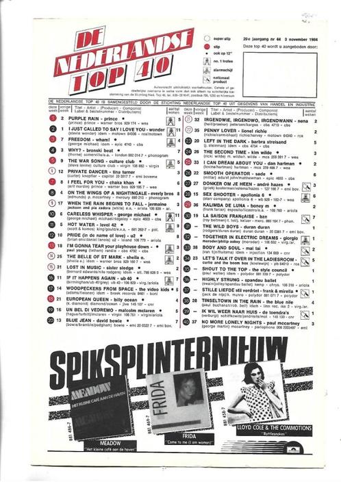 TOP 40 NEDERLAND magazine 3 NOV  1984  NO:  44 DEEP PURPLE, Boeken, Tijdschriften en Kranten, Zo goed als nieuw, Muziek, Film of Tv