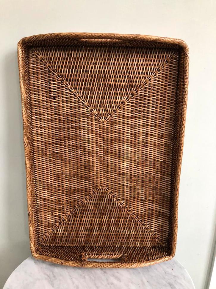 Rattan rotan dienblad Birmariet Myanmar, z.g.a.n., Huis en Inrichting, Woonaccessoires | Dienbladen, Zo goed als nieuw, Ophalen of Verzenden