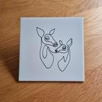 Tegeltje twee herten hertjes lijntekening, Ophalen of Verzenden