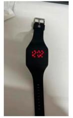 Led watch horloge met tijd en datum - zwart, Ophalen of Verzenden, Nieuw, Zwart
