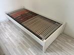 Witte 1-persoons bedombouw met verstelbare lattenbodem, Ophalen, Gebruikt, 90 cm, Eenpersoons