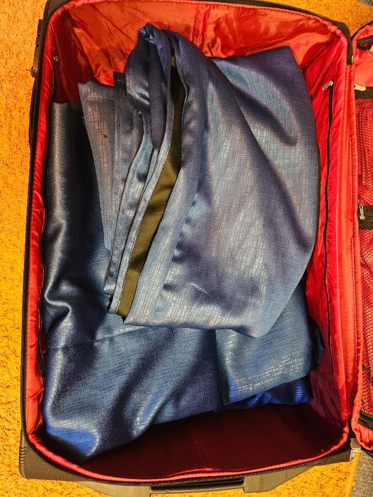 Mooie verduisterende gordijnen in linnenlook P27, Blauw, Nieuw, Ophalen of Verzenden, 200 cm of meer