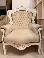 Barok stoel nieuwstaat bruidsstoel fotoshoot Taupe beige wit, Huis en Inrichting, Ophalen, Minder dan 75 cm, Zo goed als nieuw