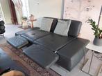 Zwarte zetel met contrastnaden, Huis en Inrichting, 100 tot 125 cm, Gebruikt, Leer, Ophalen of Verzenden