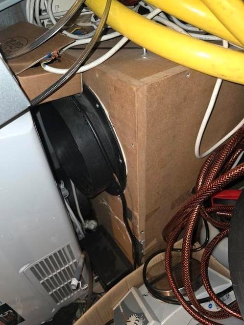 Afzuiger (5000m3) in MDF box met toeren regelaar, Doe-het-zelf en Verbouw, Ventilatie en Afzuiging, Gebruikt, Afzuiger, Ophalen