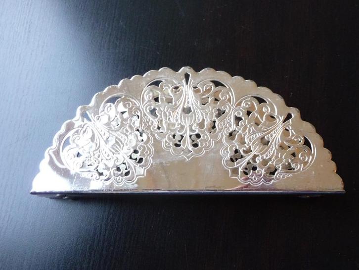 Servethouder/luciferdooshouder verzilverd, verchroomd? ajour, Antiek en Kunst, Antiek | Bestek, Ophalen